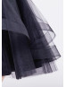 Black Tulle One Shoulder Knee Length Prom Dress 